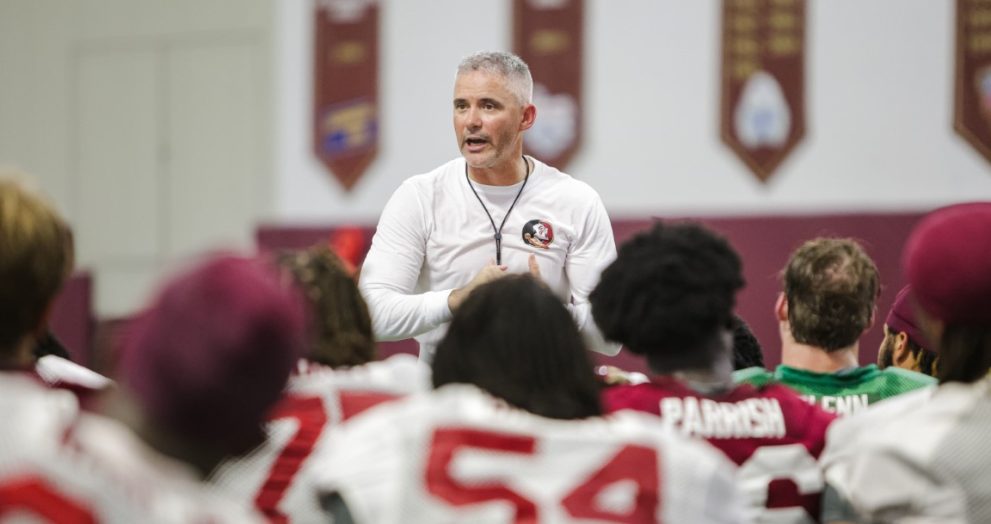 Florida State football practice with Coach Mike Norvell