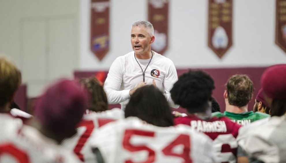Florida State football practice with Coach Mike Norvell