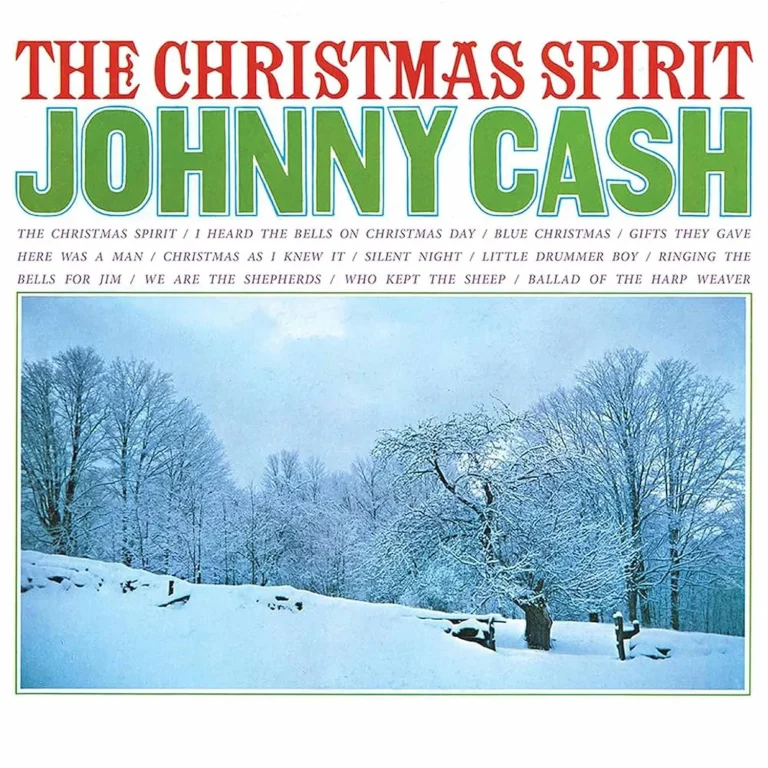 The Christmas Spirit by Johnny Cash album art, representing Folk and Americana Christmas storytelling.