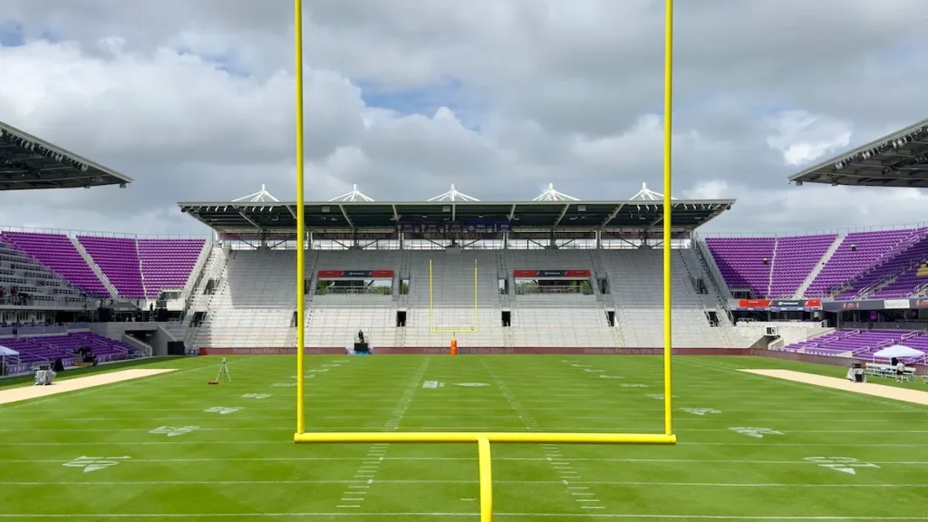 Goalpost view facing The Wall inside Inter&Co Stadium before an Orlando Storm game