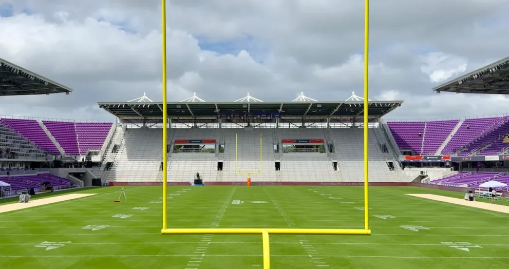 Goalpost view facing The Wall inside Inter&Co Stadium before an Orlando Storm game