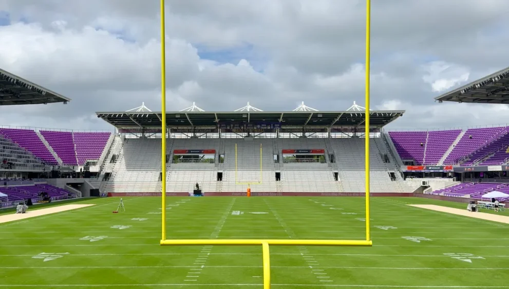 Goalpost view facing The Wall inside Inter&Co Stadium before an Orlando Storm game