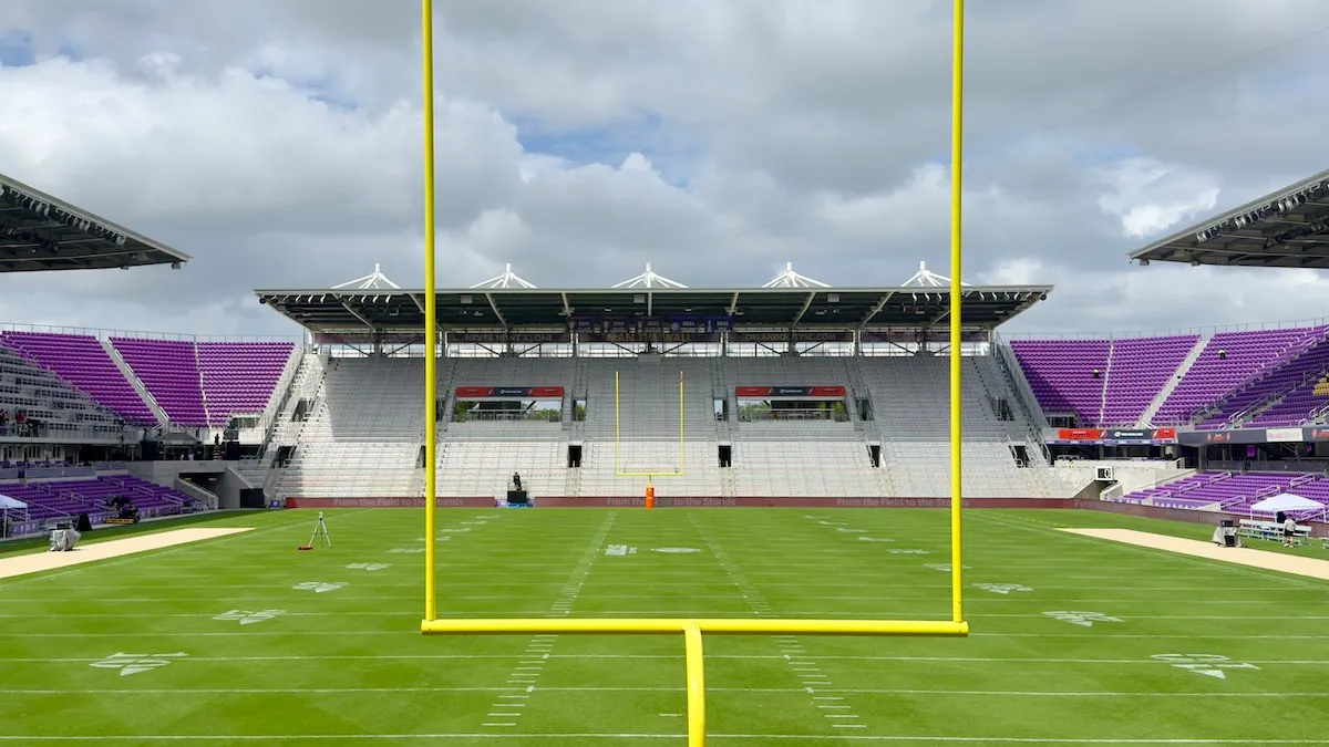 Goalpost view facing The Wall inside Inter&Co Stadium before an Orlando Storm game
