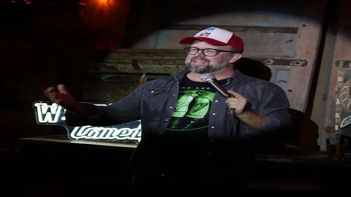 Comedian/Organizer Larry Fulford on stage